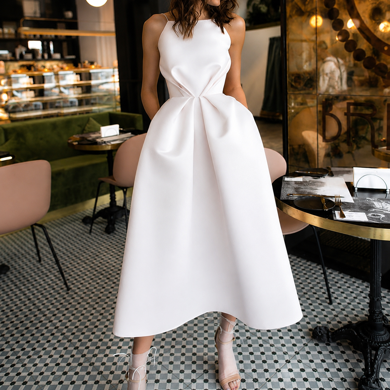 Robe midi structurée à nœud