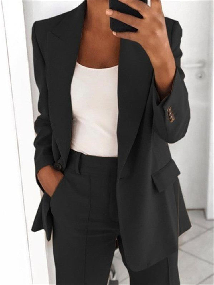 Ensemble blazer chic et pantalon taille haute
