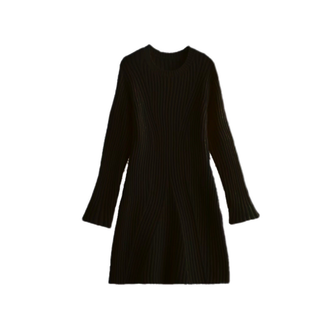 Robe pull côtelée à col montant