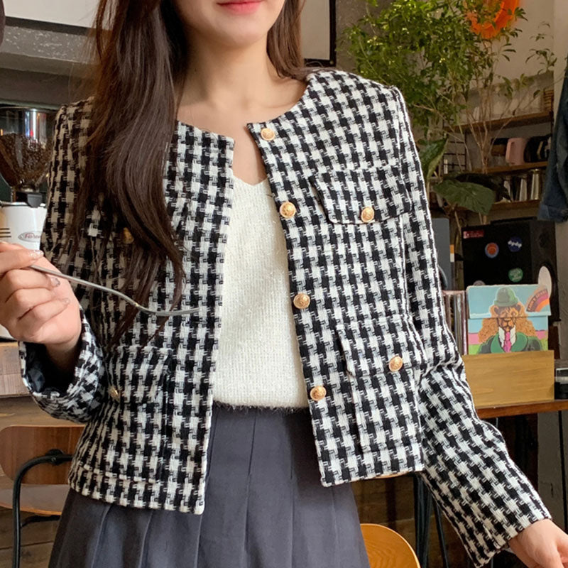 Veste courte en tweed à carreaux STYLEMOR