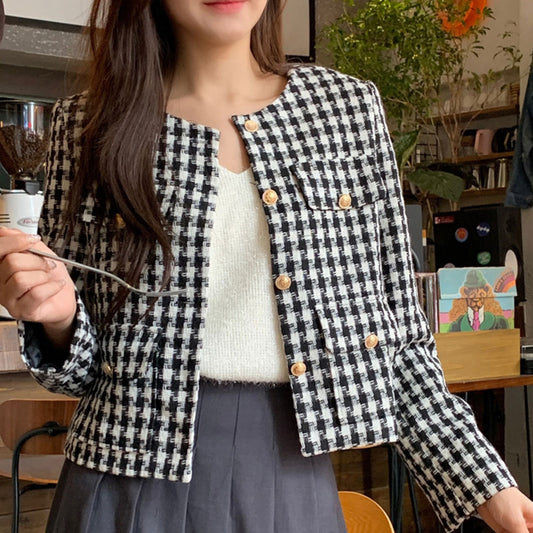 Veste courte en tweed à carreaux STYLEMOR