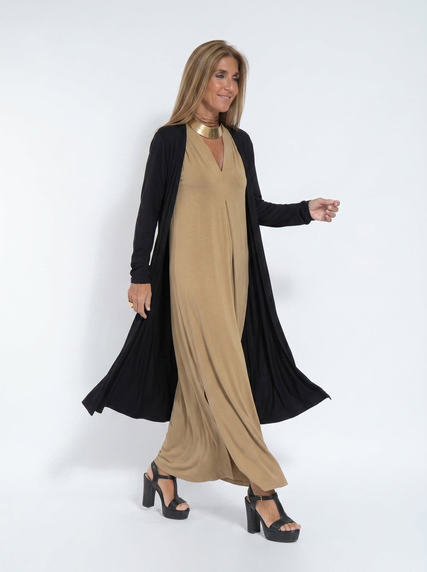 Robe longue élégante avec cardigan offert
