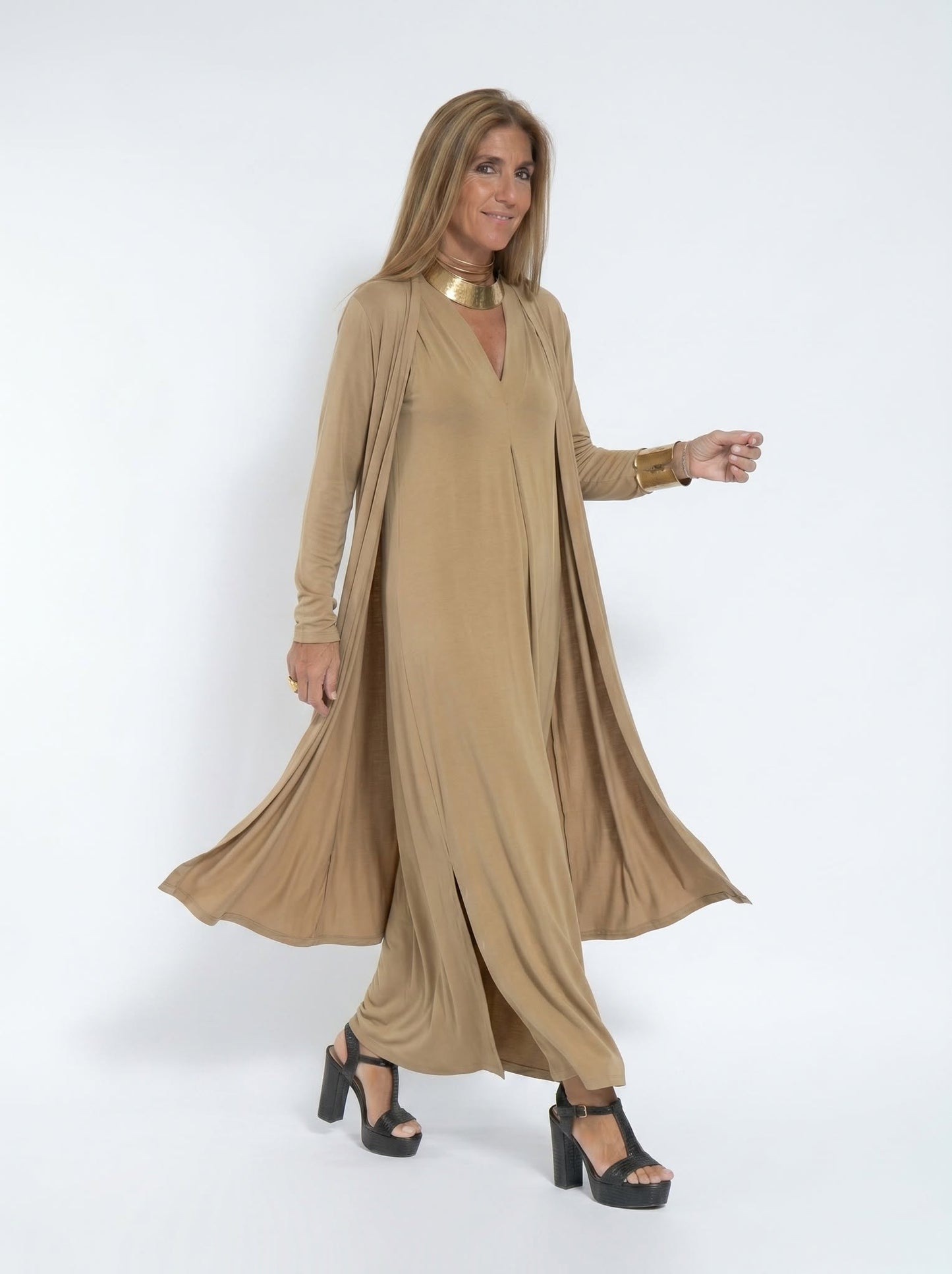 Robe longue élégante avec cardigan offert