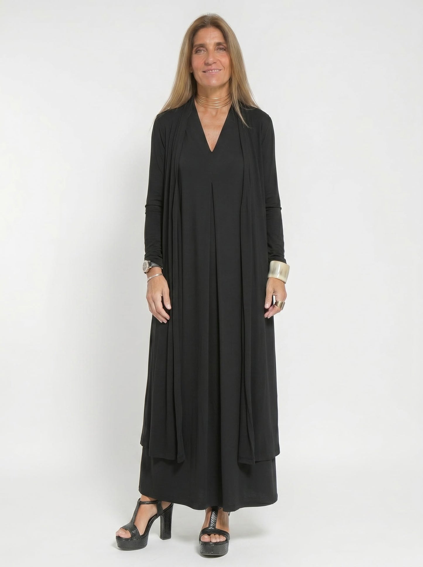 Robe longue élégante avec cardigan offert