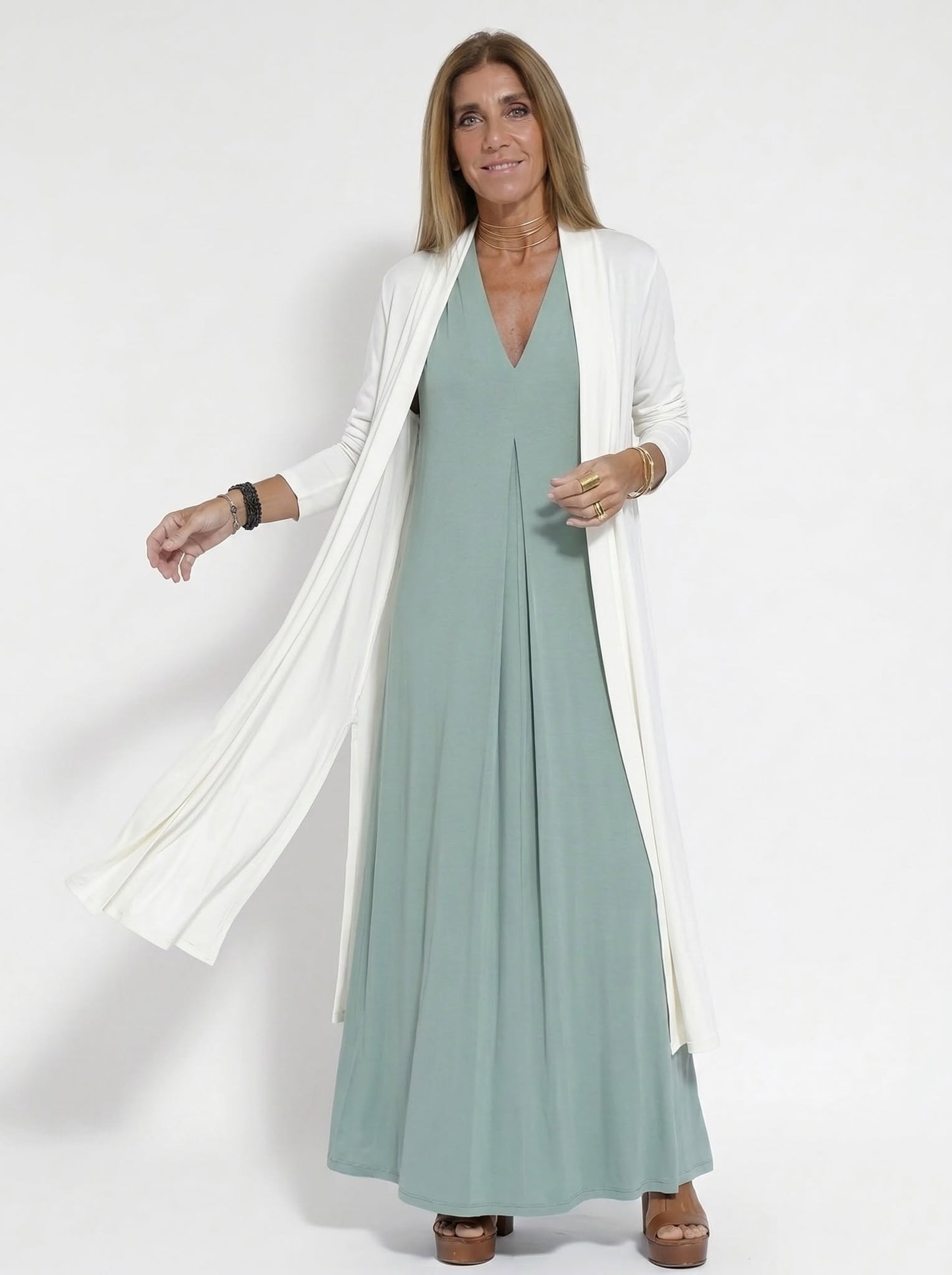 Robe longue élégante avec cardigan offert