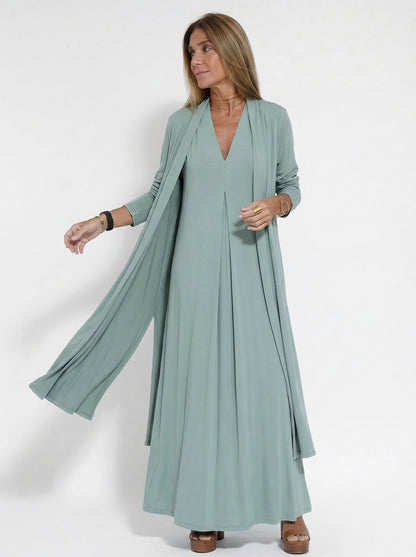 Robe longue élégante avec cardigan offert