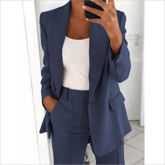 Ensemble blazer chic et pantalon taille haute