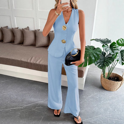 Ensemble gilet sans manches et pantalon droit