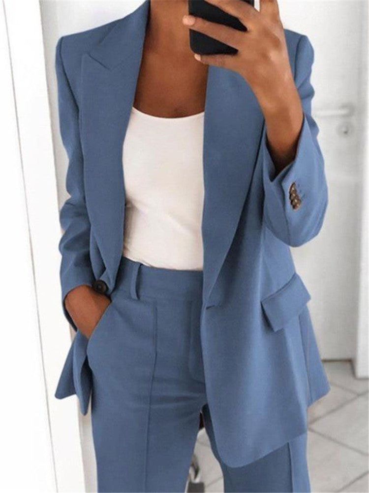 Ensemble blazer chic et pantalon taille haute