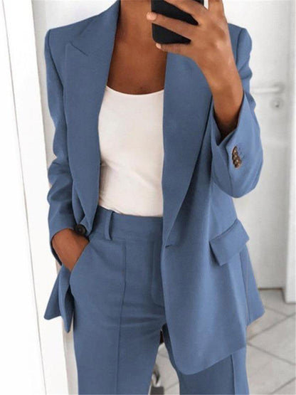 Ensemble blazer chic et pantalon taille haute