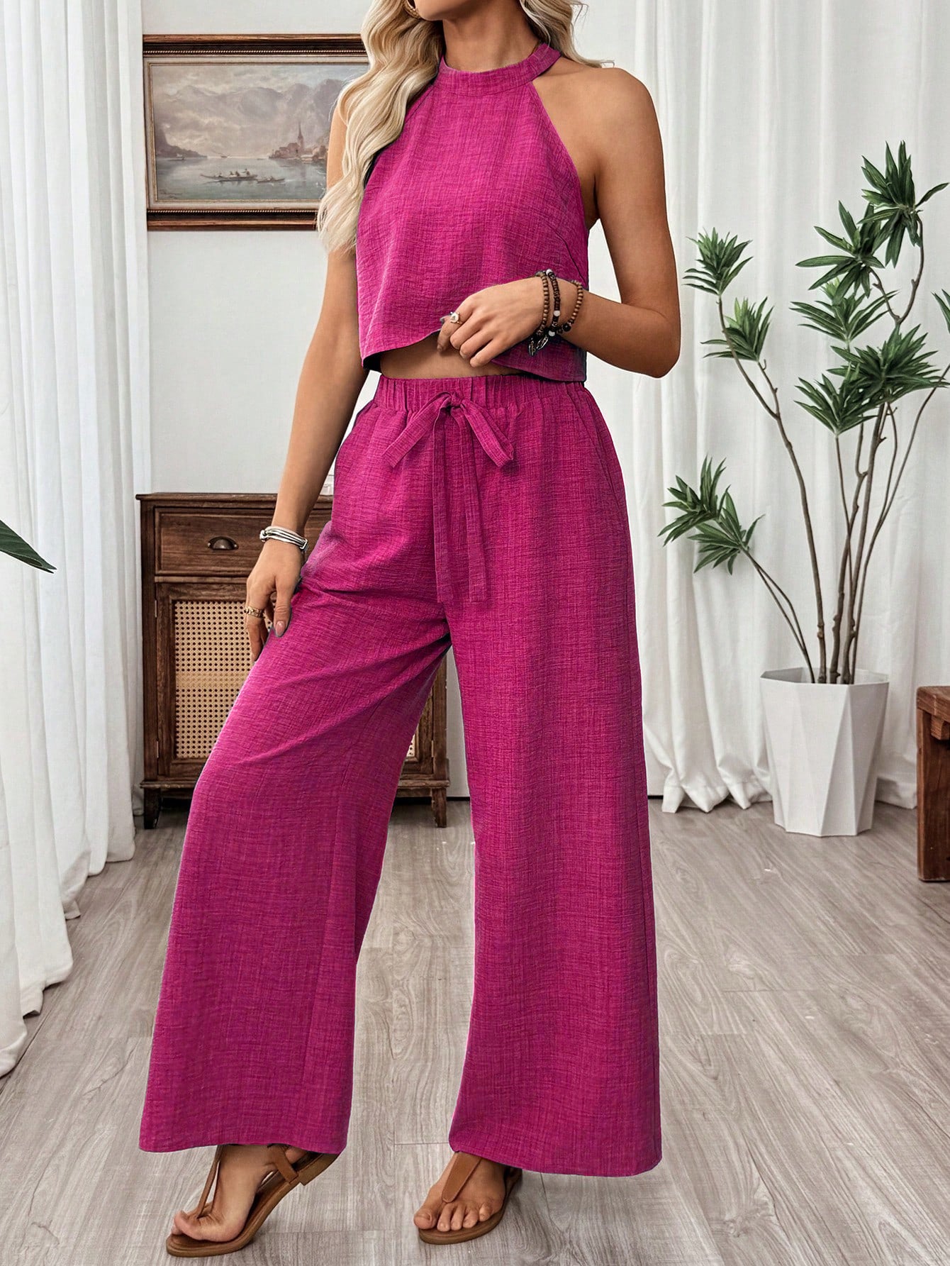 Ensemble top court et pantalon fluide