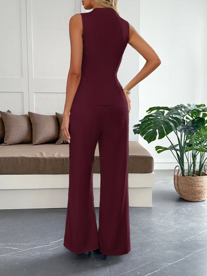 Ensemble gilet sans manches et pantalon droit