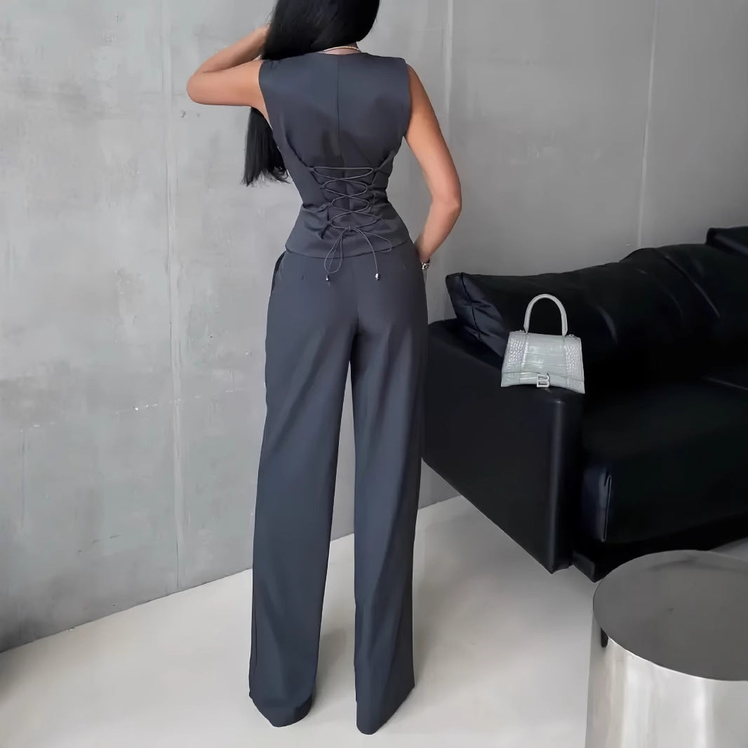 Ensemble gilet ajusté et pantalon fluide