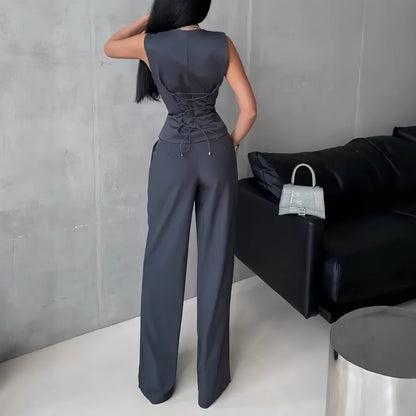 Ensemble gilet ajusté et pantalon fluide