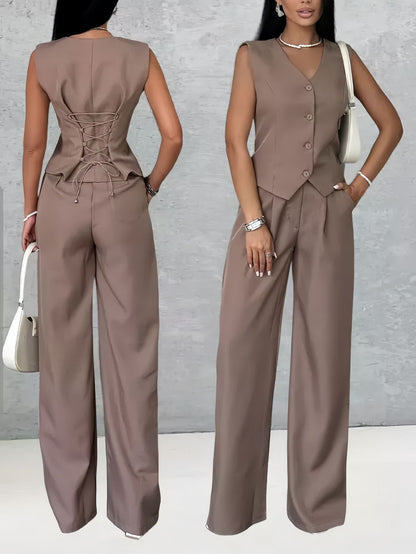 Ensemble gilet ajusté et pantalon fluide