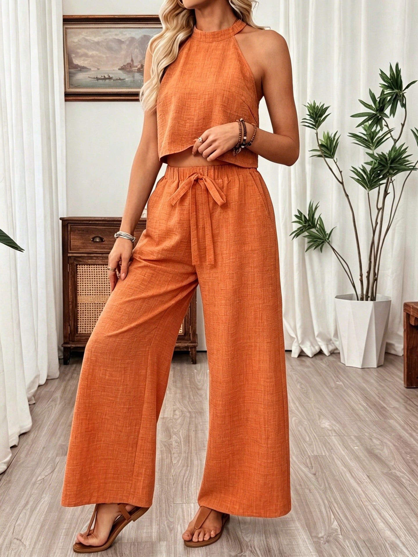Ensemble top court et pantalon fluide