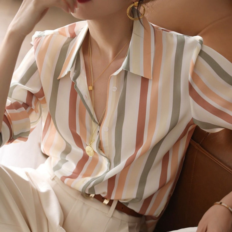 Chemise rayée légère à manches longues