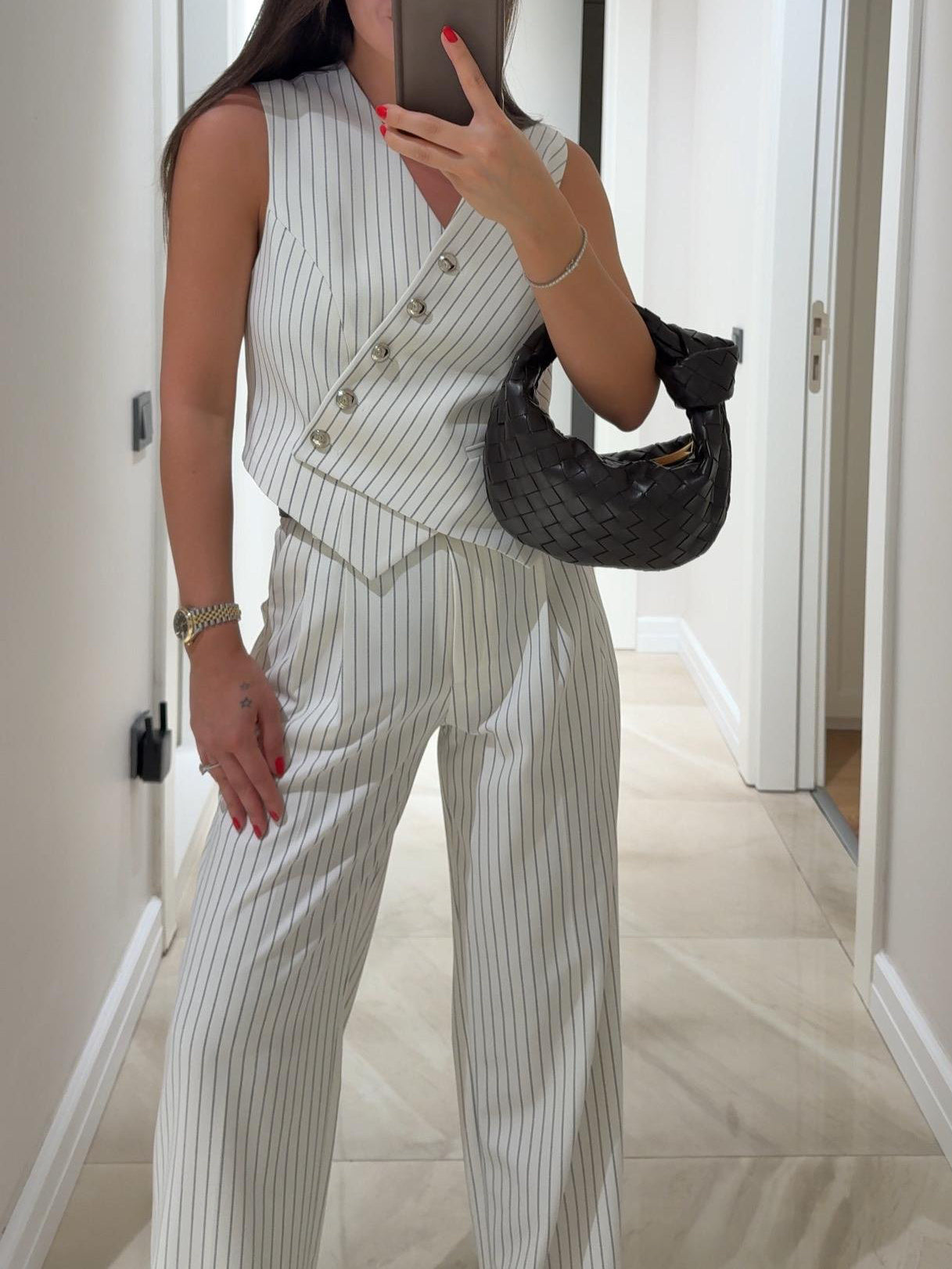 Ensemble rayé sans manches et pantalon large