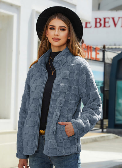 Veste douce matelassée à col montant