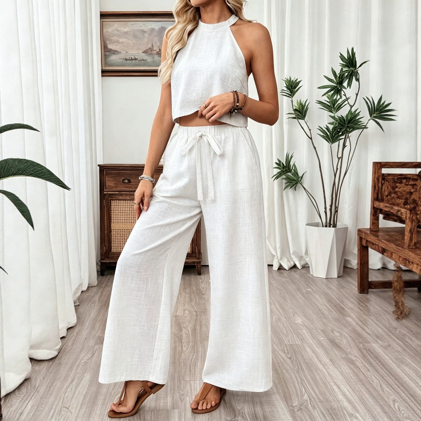 Ensemble top court et pantalon fluide