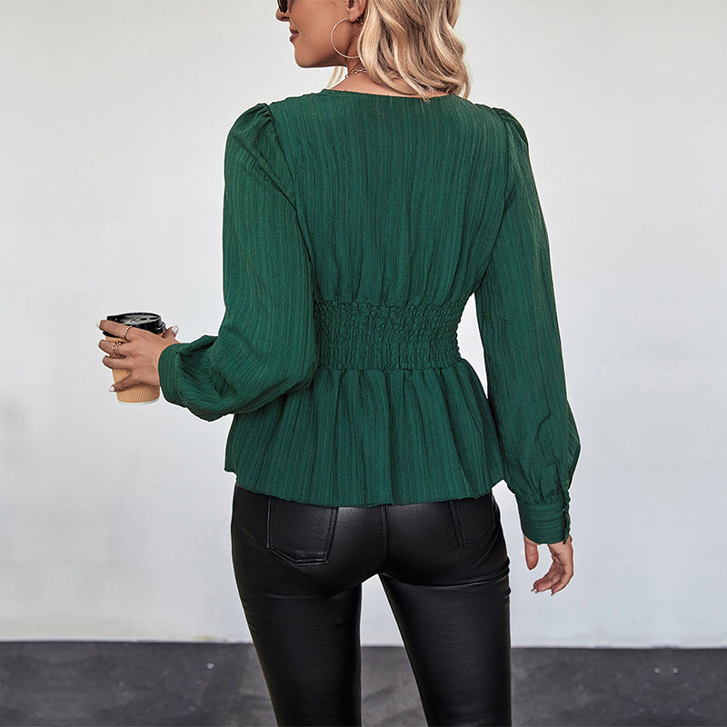 Blouse cache-cœur à manches longues