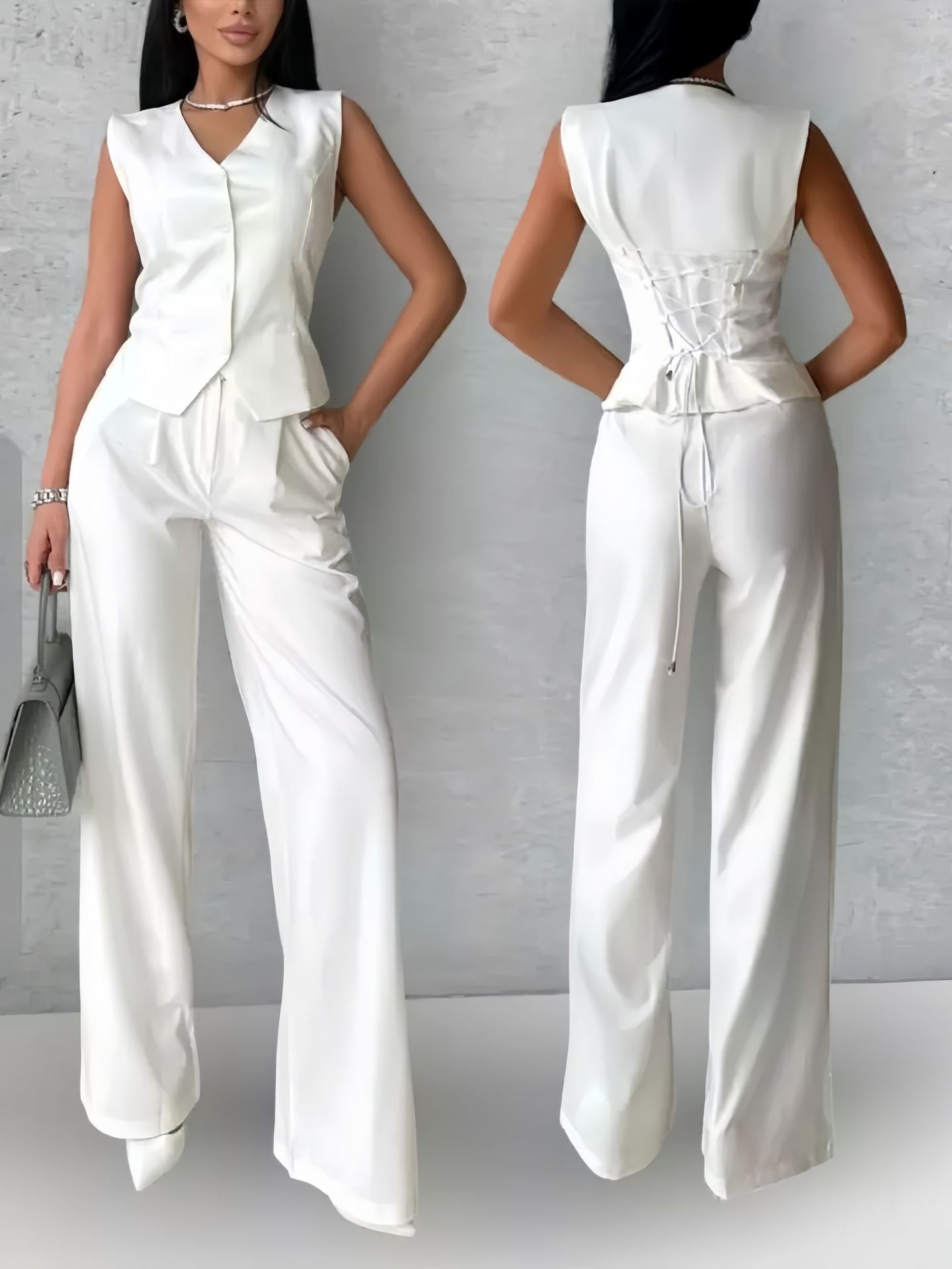 Ensemble gilet ajusté et pantalon fluide