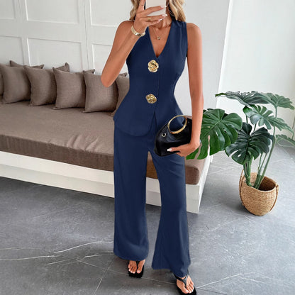 Ensemble gilet sans manches et pantalon droit
