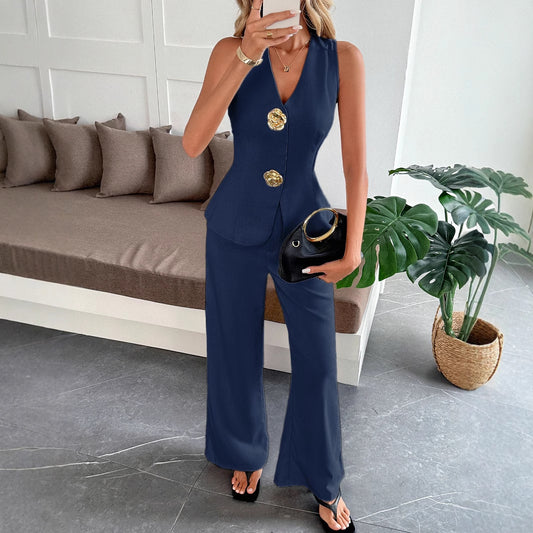 Ensemble gilet sans manches et pantalon droit