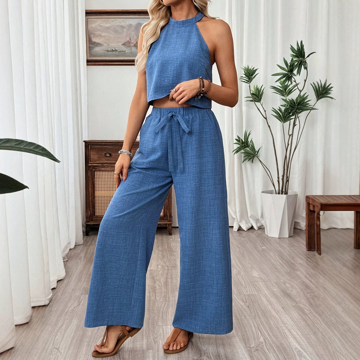 Ensemble top court et pantalon fluide