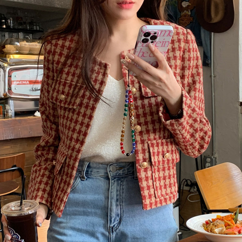 Veste courte en tweed à carreaux STYLEMOR
