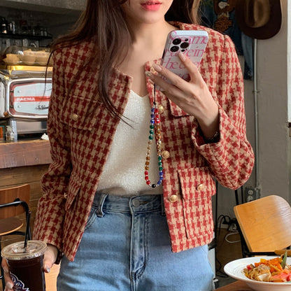 Veste courte en tweed à carreaux STYLEMOR