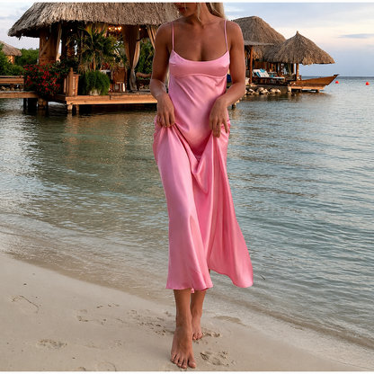 Robe longue satinée élégante