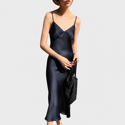 Robe longue satinée à bretelles