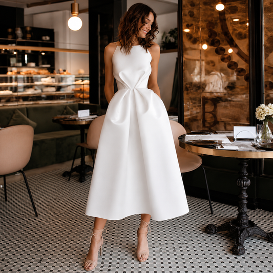 Robe midi structurée à nœud