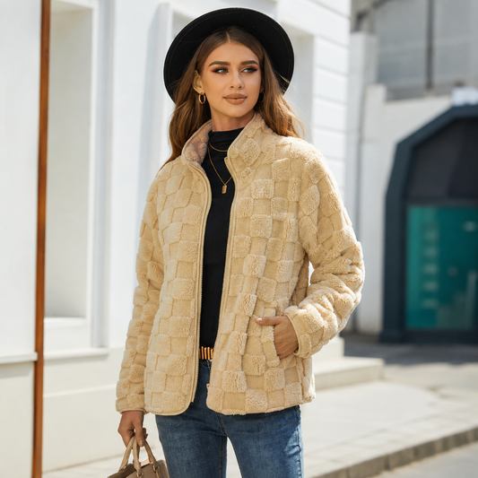 Veste douce matelassée à col montant