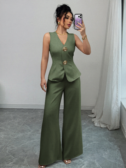 Ensemble gilet sans manches et pantalon droit
