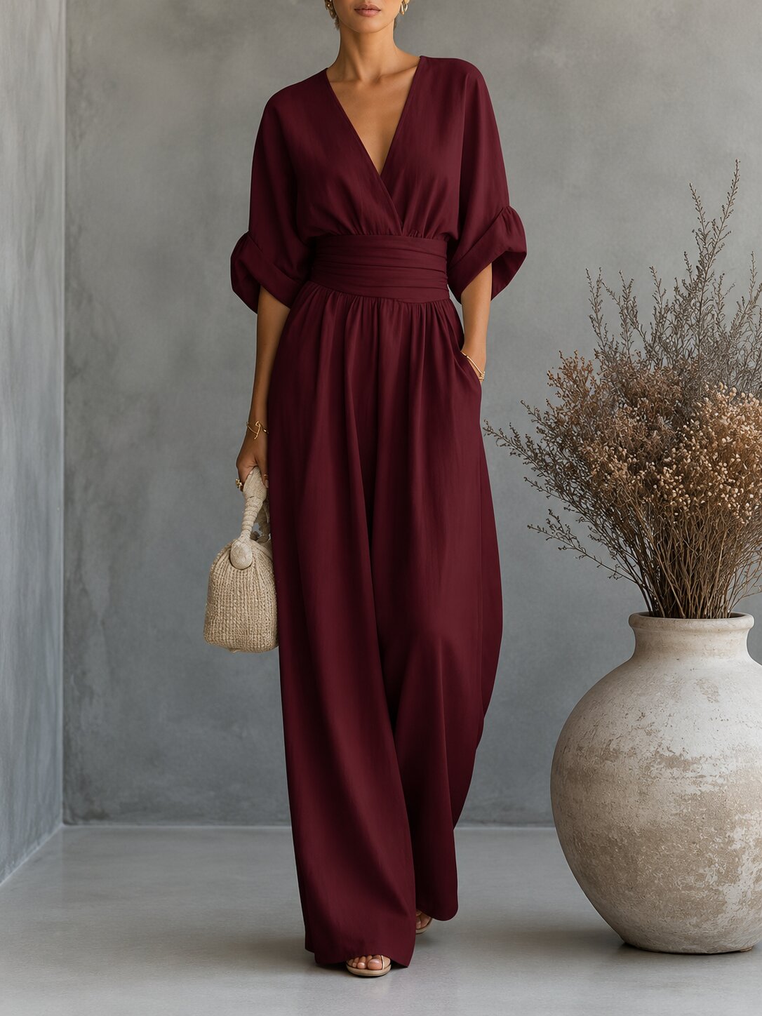 Combinaison élégante à taille marquée