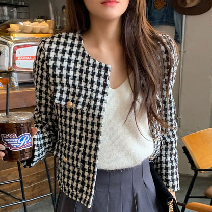 Veste courte en tweed à carreaux STYLEMOR