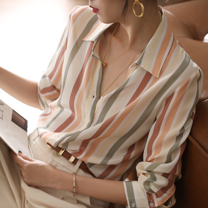 Chemise rayée légère à manches longues
