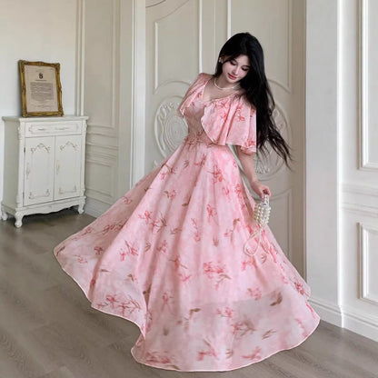 Robe longue fleurie en mousseline