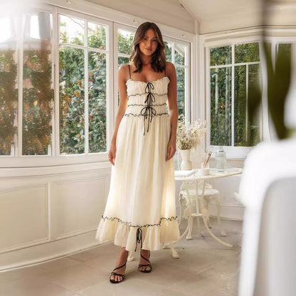 Robe longue fluide à nœuds