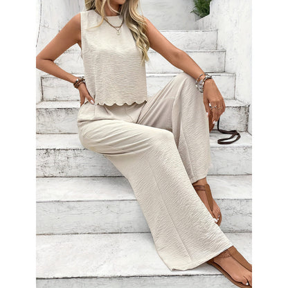 Ensemble sans manches à nœuds et pantalon large
