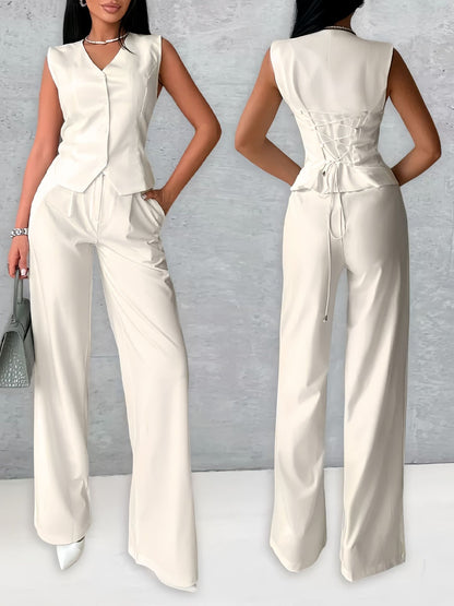 Ensemble gilet ajusté et pantalon fluide