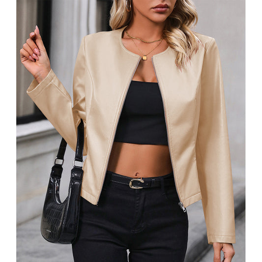 Veste courte zippée effet cuir