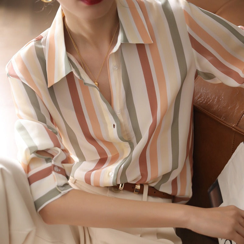 Chemise rayée légère à manches longues