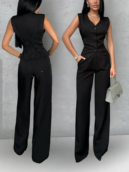 Ensemble gilet ajusté et pantalon fluide
