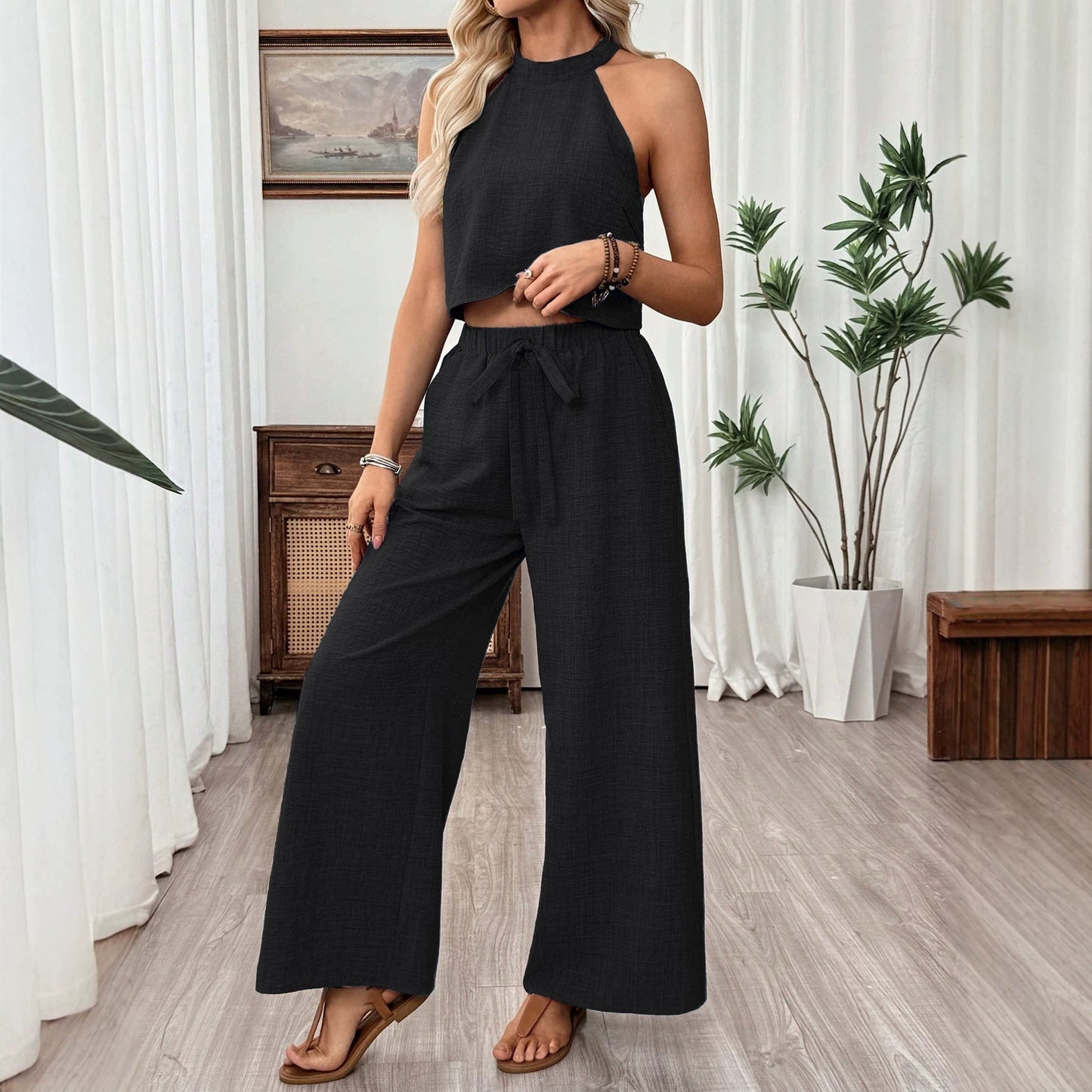 Ensemble top court et pantalon fluide