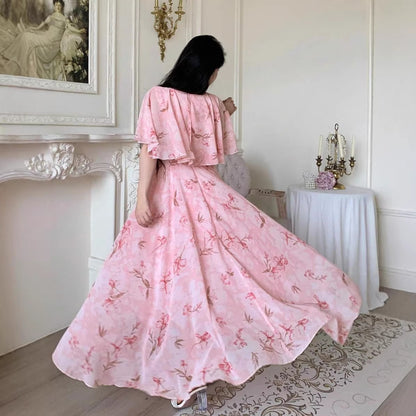 Robe longue fleurie en mousseline