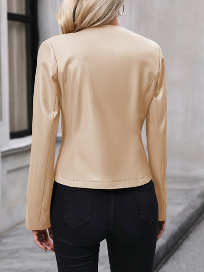 Veste courte zippée effet cuir