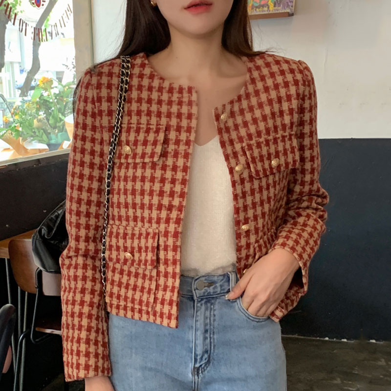 Veste courte en tweed à carreaux STYLEMOR